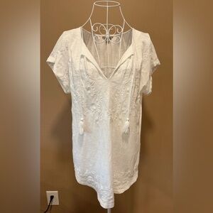 Lucky Brand Women's Embroidered Peasant Top M